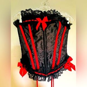 Sexy black and red lingerie corset, size S/M (B/C cup), never worn